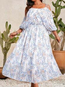 Breezaya Off-Shoulder Floral Print Cami Sundress Maxi Women Outfit
