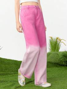 SHEINNeu Ladies' Gradient Straight-Leg Jean
