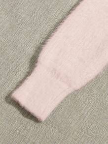 SHEIN Unity Women's Short Plush Cardigan, Open Front,Long Sleeve Tops Fall Winter Cloth For Women - Baby Pink - View 6