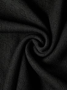 ROMWE Kawaii 女士 Himekaji 可爱纹理面料蝴蝶结和蕾丝细节娃娃吊带背心上衣，学校 - 黑色 - 查看 4