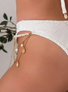 SHEIN Swim Bikini tam giác họa tiết màu trơn mùa hè - trắng - Xem 4