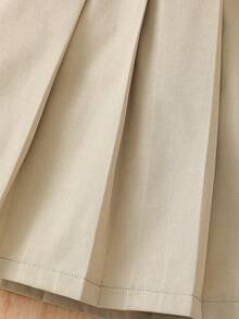 SHEIN Falda Plisada De Color Sólido Para Niña Joven - Albaricoque - Ver 6