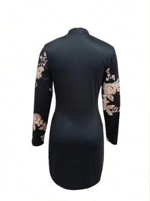 SHEIN LUNE 女士立領花卉印花洋裝 - 彩色 - 查看 2