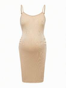 Modmama Maternity Summer Urban Casual Multicolor Tight-Fitting Spaghetti Strap Dress With Large Round Neckline