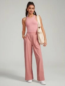 GLOWMODE Pantalones ligeros de pierna ancha con bolsillos VitalSwift, de secado rápido y transpirables para uso diario y casual en verano - Rosa vieja - Ver 7