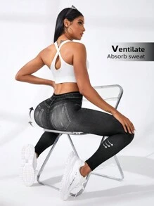 Easithlete Pantaloni de sport imprimați cu blugi