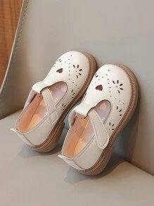 Infant Comfortable Round Toe Flat Shoes, Mary Jane Style With Magic Sticker For Baby Girls