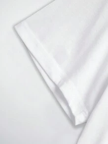 SHEIN 女式卡通熊印花 T 恤图案 T 恤女式上衣 - 白色 - 查看 3