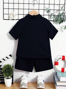 Ensemble Polo À Manches Courtes Et Short À Détails Contrastés Pour Jeune Garçon