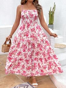 SHEIN VCAY Plus Size Women's Extra Long Halter Dress For Summer Vacation - Multicolor - View 3