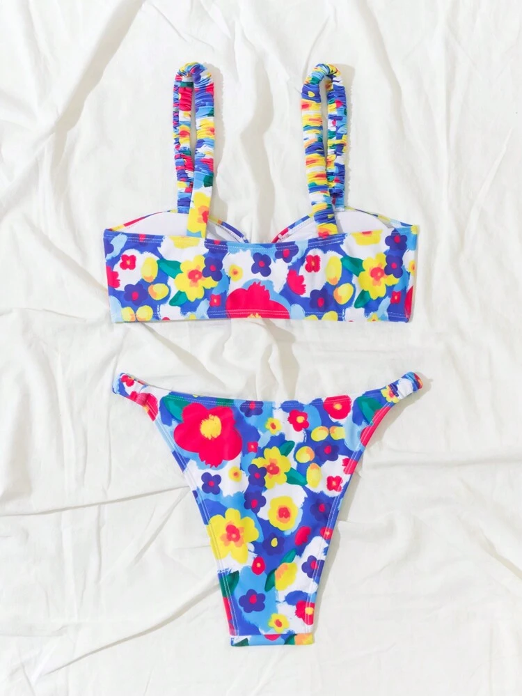 Women's Floral Print Holiday Set, Two-Piece Swimwear Summer