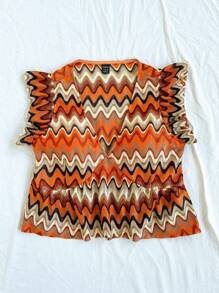 Soleia Hippie Women's Wave Pattern Texture Cap Sleeve Shirt
