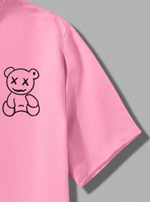 Manfinity Homme Men's Bear Printed T-Shirt And Shorts Set - Multicolor - View 4