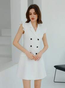 GENKIRA NỮ Mùa hè Không tay Thanh lịch Áo vest Với Hoa sen Vai Và Bộ đồ Vòng cổ Cho công việc Commute - trắng - Xem 5