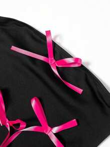 SHEIN Privé Của phụ nữ Bowknot Quây Đầm - màu đen - Xem 3