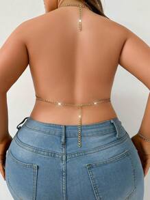 Plus Size Lingerie Accessory Metallic Chain Halter