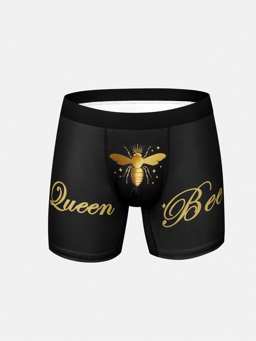 Men's Insect & Letter Print Boxer Briefs - Multicolor - View 1