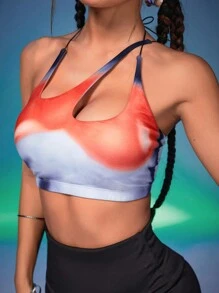 Easithlete Women's Tie Dyeing Fashionable Sports Bra For Music Festival
