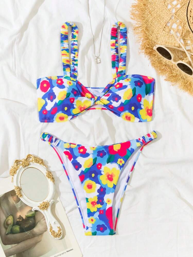 Women's Floral Print Holiday Set, Two-Piece Swimwear Summer
