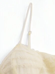 SHEIN Belle Của phụ nữ Màu thuần Xương cá Nhấn Sợi dây Đầm Party Với Dây đai mỏng - Màu vàng - Xem 11