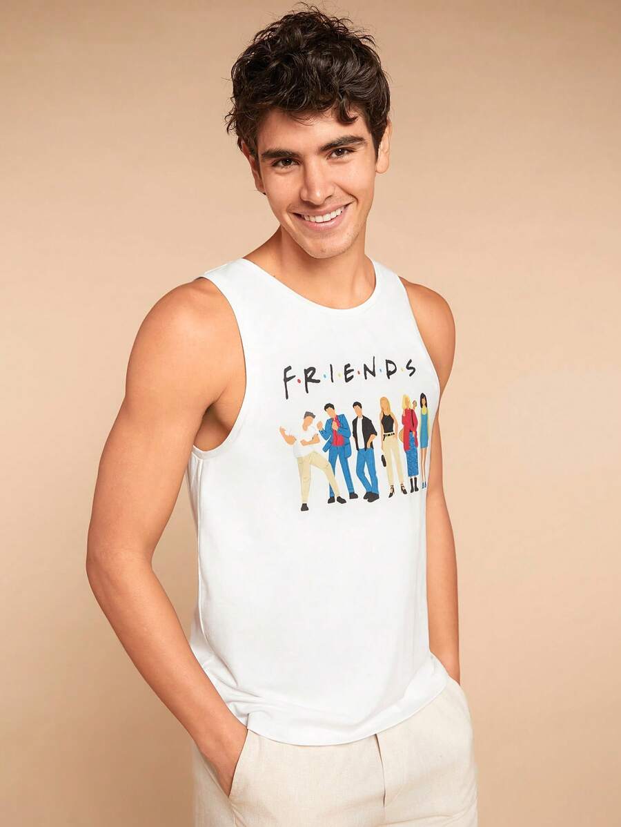 FRIENDS X SHEIN 男士人物字母圖形背心
