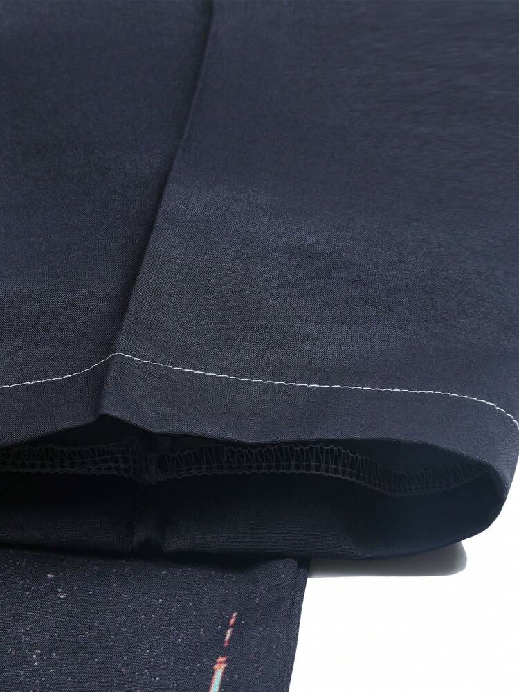 Artist Men Slogan Ferris Wheel Print Short Sleeve Hawaiian Shirt, Vacation Shirt For Summer, Holiday, Spring, Festival, Ibiza Fits