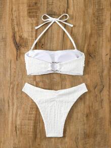 SHEIN Swim Damen ärmellose Bikini-Set mit einfarbigem Trägerteil für Strand und Sommer