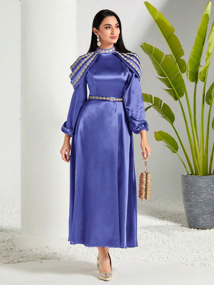 Women's Arabian Style Shawl Collar Dress, Fashionable And Versatile