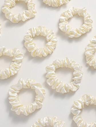 12 st vita satin rosett hårsnoddar, hårsnoddar med hästsvans, accessoarer för vardagliga hårsnoddar