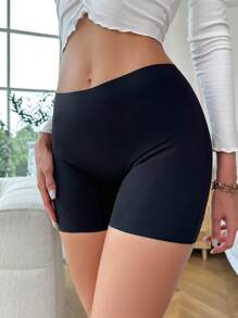 Solid Shapewear Shorts Booty Shorts - Black - View 6