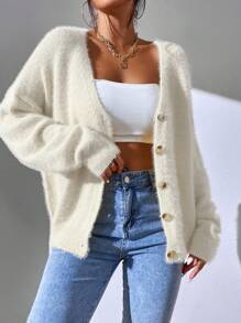 SHEIN Unity Women's Macaron Colored Cardigan - White - View 7
