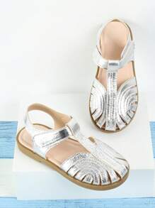 女童夏季銀色涼鞋,幼童銀色涼鞋,兒童平底涼鞋,兒童鞋 - 銀色 - 查看 6