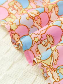 HELLO KITTY AND FRIENDS | SHEIN Baby Girl Cute Princess Style Mesh Bubble Sleeve All-Over Print Dress - Multicolor - View 3