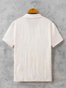 Teen Boy Texture Woven Short Sleeve Shirt For Vacation - Apricot - View 2