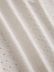 SHEIN LUNE Kích thước lớn Màu thuần Ngắn Tay áo hình bướm Cơ bản Áo thun Đối với Mùa xuân/Mùa hè - trắng - Xem 4