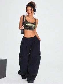 SHEIN Coolane 迷彩運動休閒多用途背心 - 軍綠色 - 查看 5