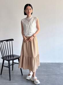FRIFUL 女士夏季蕾絲拼接二合一背心 - 白色 - 查看 2