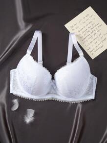 حمالة صدر عقدة الفراشة أمامية حلقة معدني مقاس كبير - أبيض - مشاهدة 1