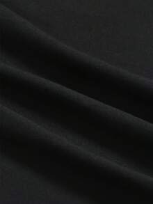 Solid Color Deep V Neck Short Sleeve Plus Size T-Shirt For Women, Summer - Black - View 6