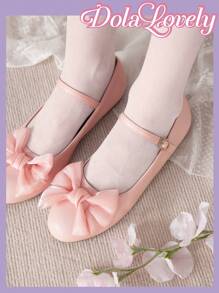 Dola Lovely Zapatos planos y cómodos con diseño de lazo en color rosa, estilo veraniego para damas y niñas. Oferta de verano, Halloween, Navidad, otoño
