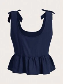 Soleia 針織荷葉邊圓領無袖上衣