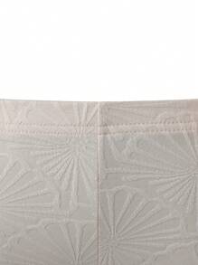 少女休閒格子提花針織百搭短褲，適用於春夏季節，適合夏天穿著 - 米色 - 查看 3