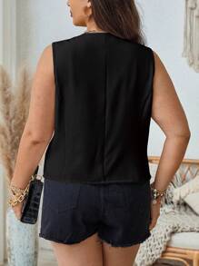 Breezaya Chaleco De Traje De Talla Grande De Un Solo Color Sin Mangas Con Botones Frontales