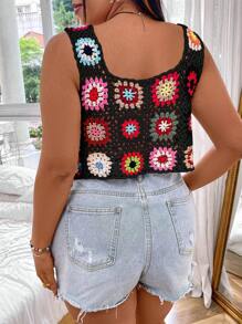 Sunnyshic Thêu Knit ngọn Đối với phụ nữ Kích thước lớn - Nhiều màu - Xem 2