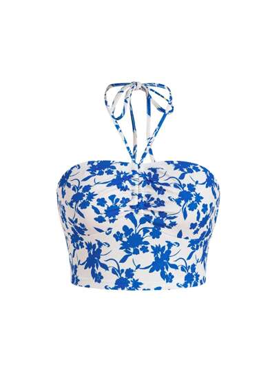 GIOIA TANG 短款修身大碼女士領口背心，帶有植物印花