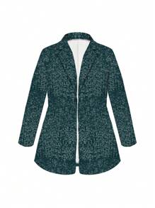 SHEIN Clasi Plus Size Long Sleeve Open Front Blazer Coat