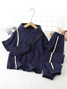 3-teiliges Set Für Lässige Oversized Kapuzenpullover, Jogginghose Und Tasche Für Jungen Im Tween Alter