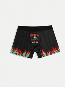 Men Cartoon & Flame Digital Printed Comfortable Trunk