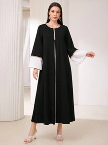 Al Najma Contrast Color Bell Sleeve Dress
