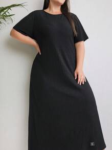 Mulvari Vestido De Talla Grande De Textura De Color Sólido